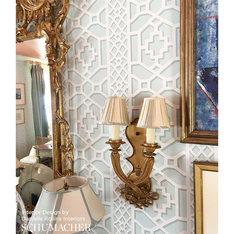 Schumacher Zanzibar Trellis Laquer Red Wallpaper by Schumacher
