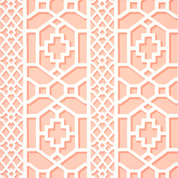 Zanzibar Trellis, Coral Wallcoverings | Schumacher