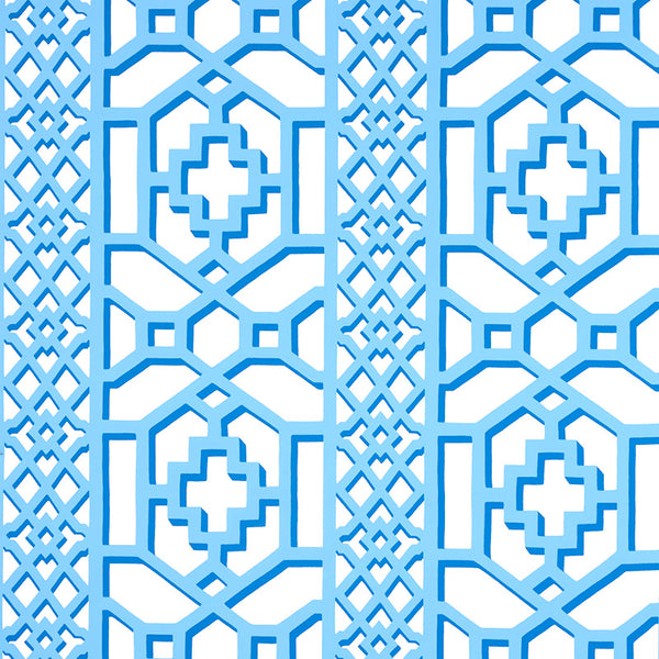Zanzibar Trellis, Light Blue Wallcoverings | Schumacher