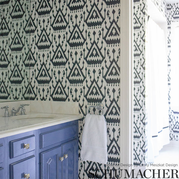 Vientiane Ikat - Indigo Wallcovering | Schumacher