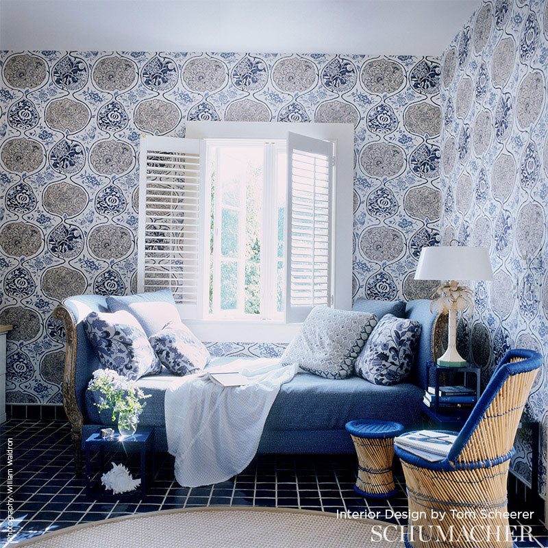 Schumacher Katsugi Blues Wallpaper by Schumacher