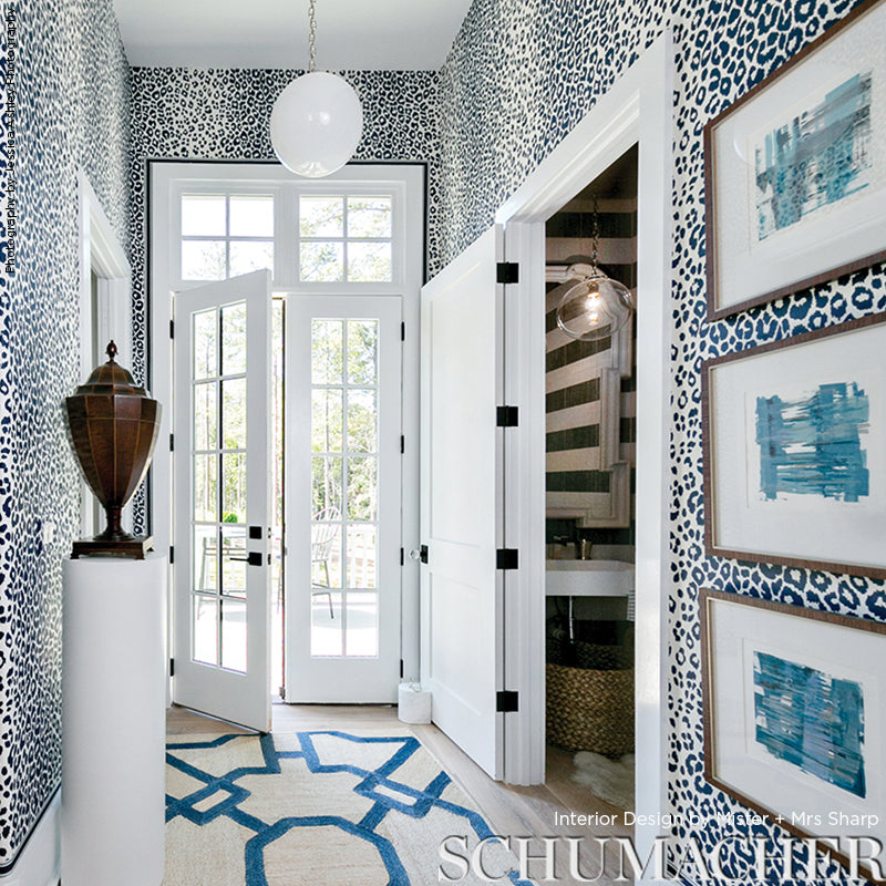 Iconic Leopard Ink Room Setting | Schumacher Wallpaper