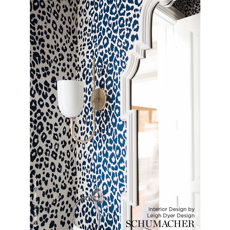 Iconic Leopard Ink Room Setting | Schumacher Wallpaper