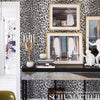 Iconic Leopard Graphite Room Setting | Schumacher Wallpaper