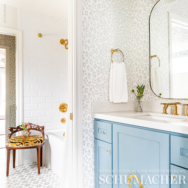 Iconic Leopard Cloud Room Setting | Schumacher Wallpaper