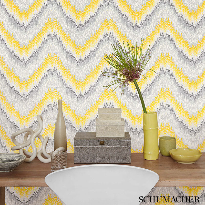 Schumacher Petit Feu Cadmium Wallpaper by Schumacher