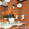 Faubourg Orange Room Setting | Schumacher Wallpaper