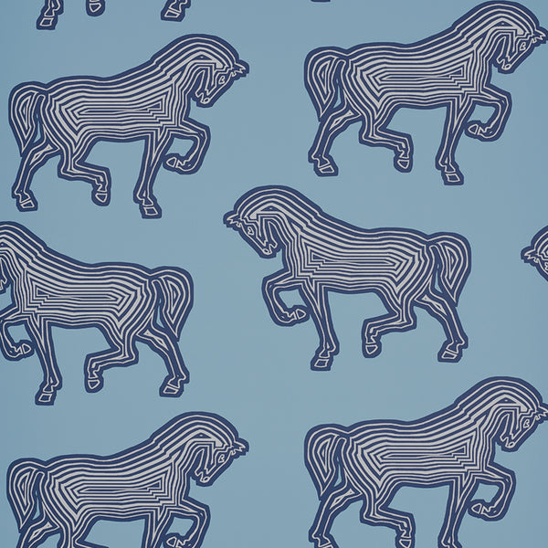 Faubourg, Blue Wallcoverings | Schumacher