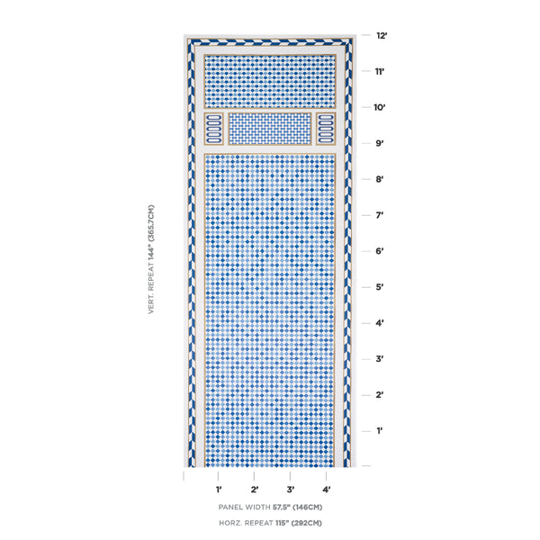 Robinchon Panel B - Blue Wallcoverings Commercial Wallcovering | Schumacher