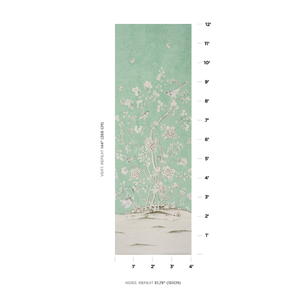 Chinois Palais Panel - Aquamarine Wallcoverings Commercial Wallcovering | Schumacher