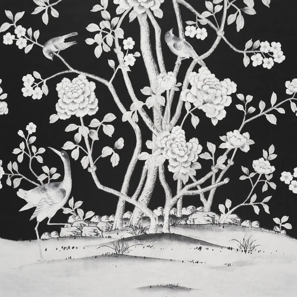 Chinois Palais Panel - Noir Wallpapers