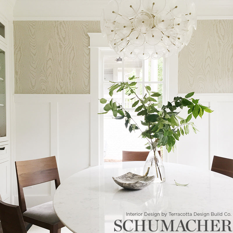 Faux Bois Silver Moon Room Setting | Schumacher Wallpaper