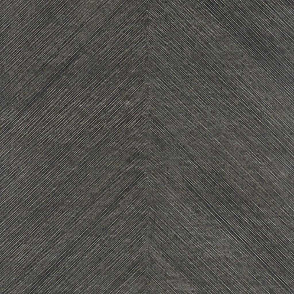 Combed Chevron Black Slate | Schumacher Wallpaper