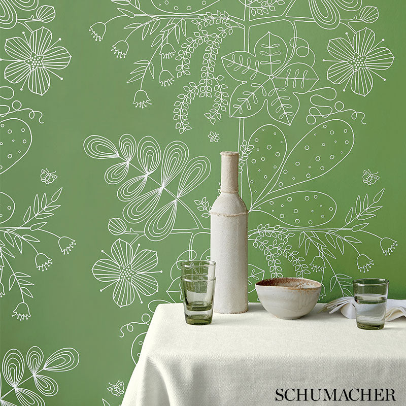 Schumacher Blommen Ebony Wallpaper by Schumacher