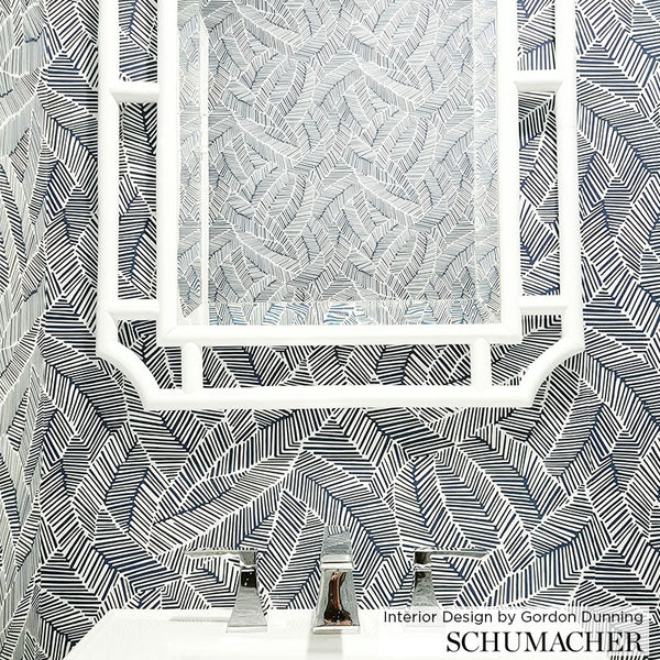 Abstract Leaf - Metallic Slate Wallcovering | Schumacher