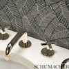 Abstract Leaf Metallic Slate Room Setting | Schumacher Wallpaper