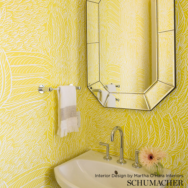 Featherfest Marine Room Setting | Schumacher Wallpaper