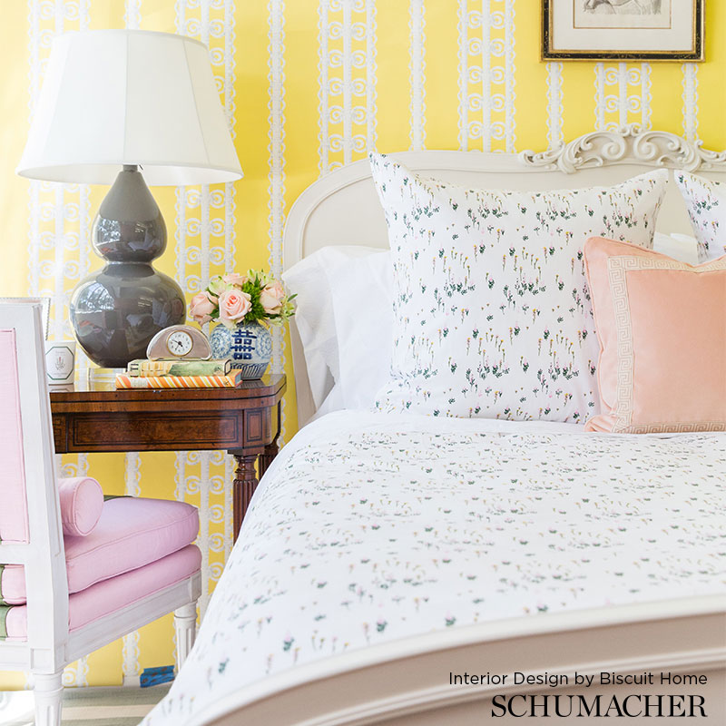 Wicker Stripe Reed Room Setting | Schumacher Wallpaper