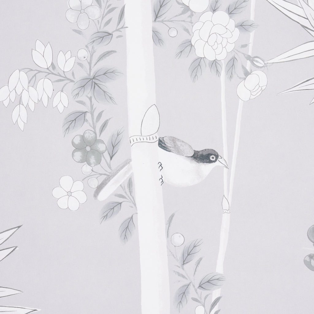 Brighton Pavilion Panel Black & White Room Setting | Schumacher Wallpaper