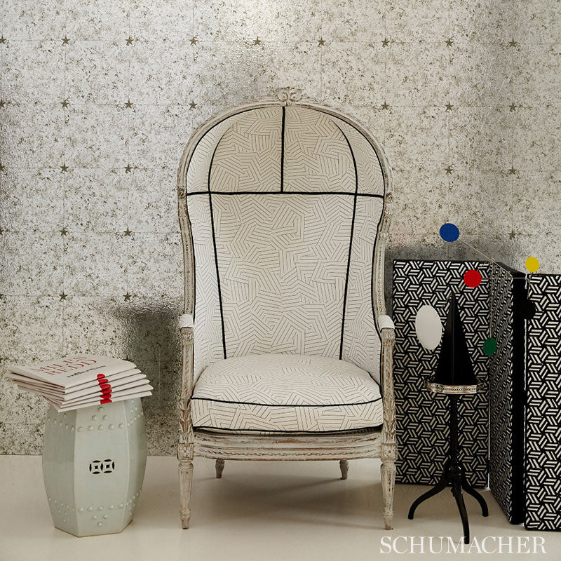 Glass Paneling Silver Room Setting | Schumacher Wallpaper