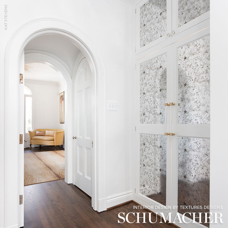 Glass Paneling Silver Room Setting | Schumacher Wallpaper