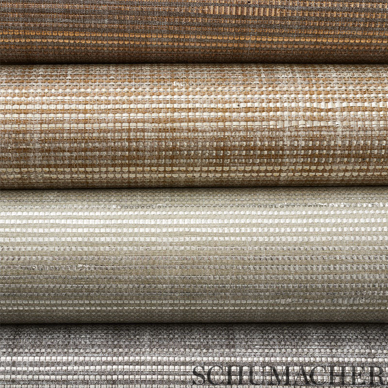 Schumacher Anodized Raffia Oxidized Silver Wallpaper by Schumacher