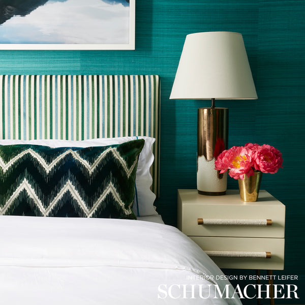 Shaded Silk - Teal Natural Wallcovering | Schumacher