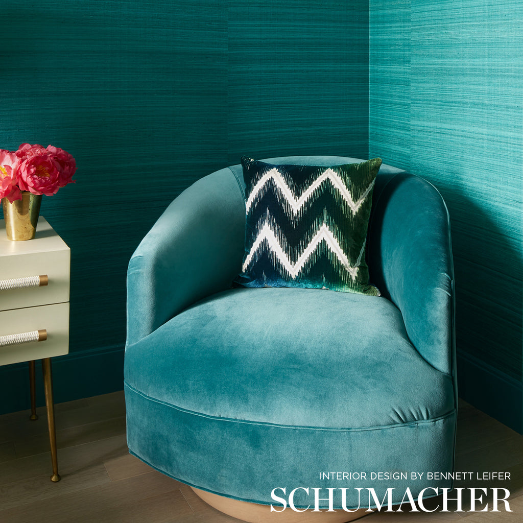Shaded Silk Peacock Room Setting | Schumacher Wallpaper