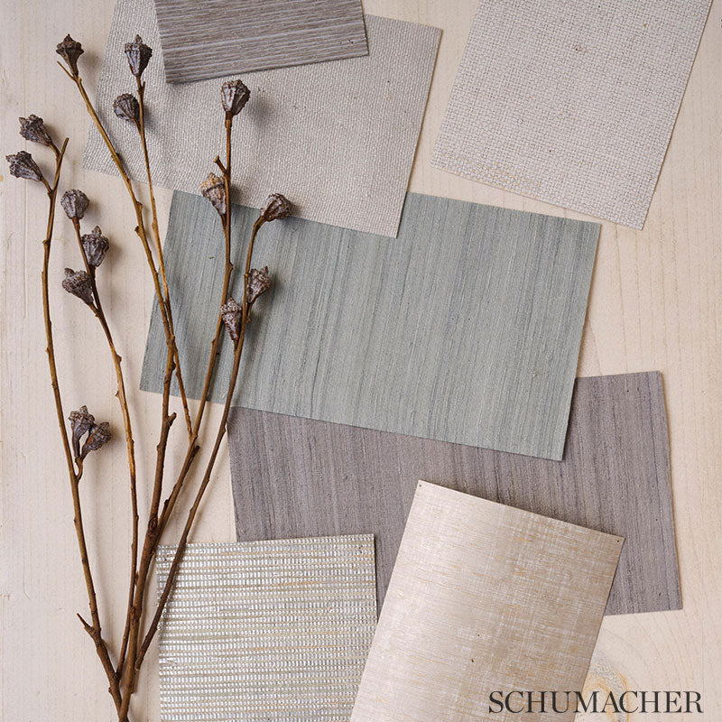 Corded Stripe Grey Room Setting | Schumacher Wallpaper