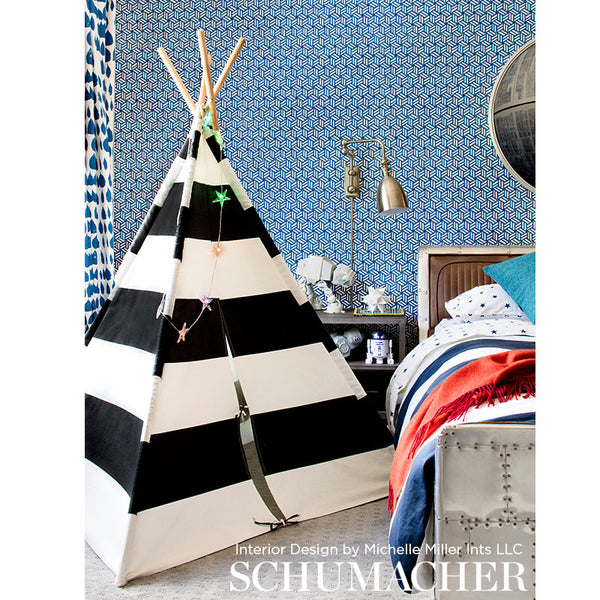 Tumbling Blocks - Cobalt Wallcovering | Schumacher