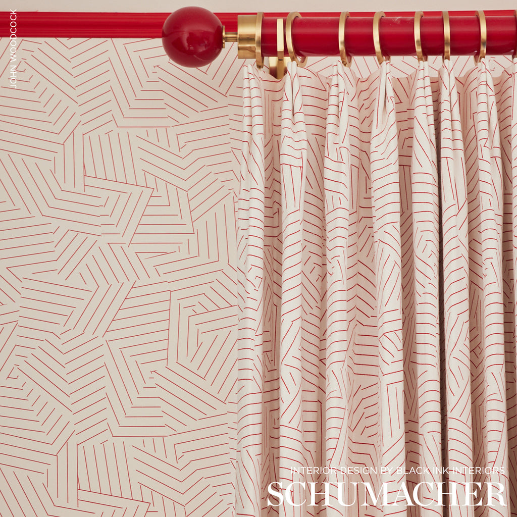 Deconstructed Stripe Red Room Setting | Schumacher Wallpaper