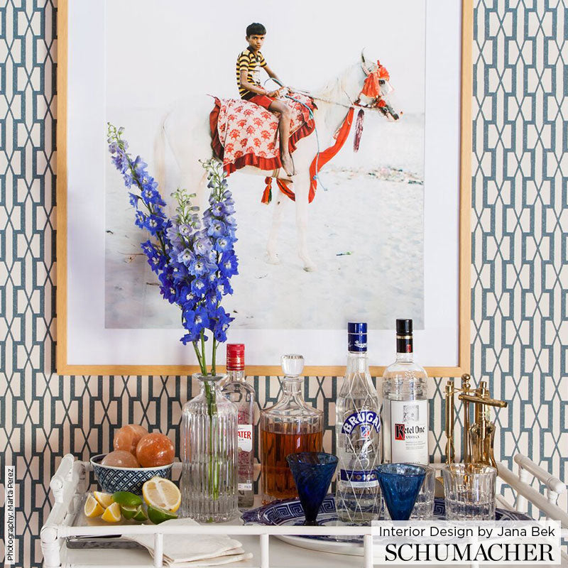 Belvedere Sage Room Setting | Schumacher Wallpaper