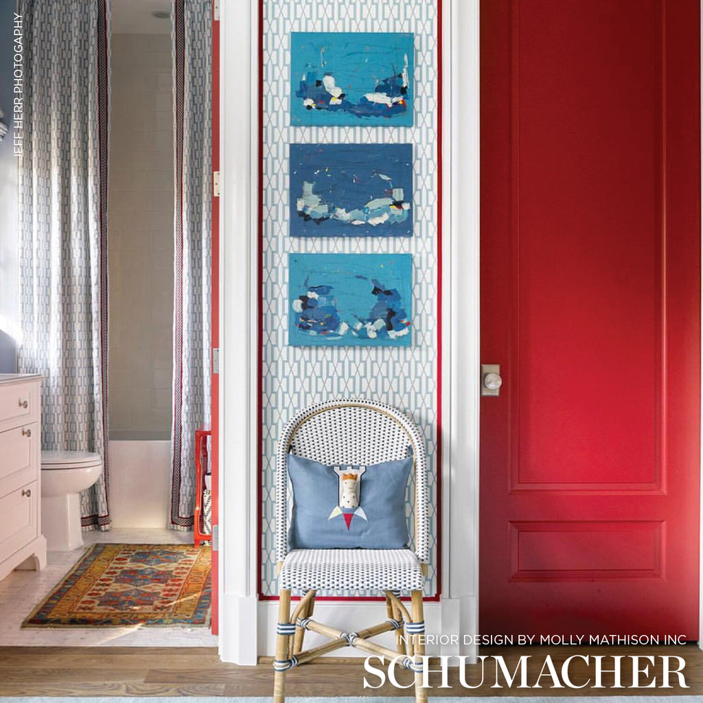 Belvedere Orpington Blue Room Setting | Schumacher Wallpaper