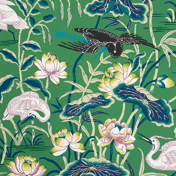 Lotus Garden Jade Wallcoverings — Schumacher