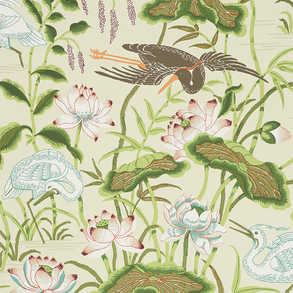 Lotus Garden Parchment Wallcoverings — Schumacher