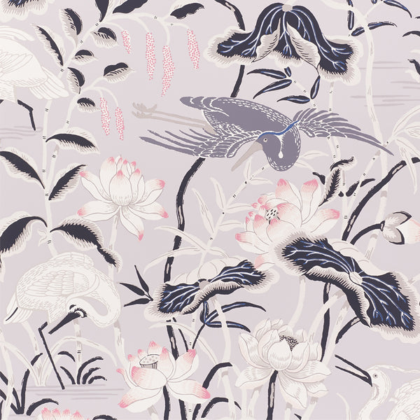 Lotus Garden Lilac Wallcoverings — Schumacher
