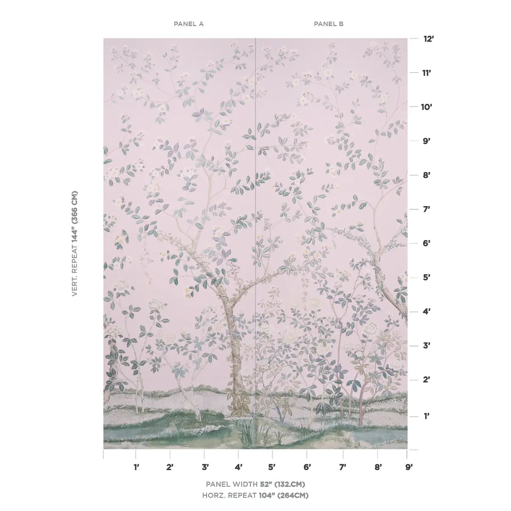 Madame De Pompadour Panel Set - Blush Wallpapers