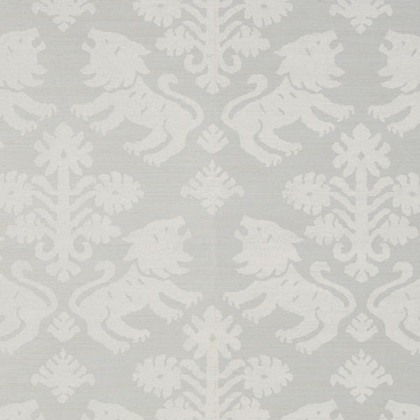 Regalia Sisal, Ivory on Silver Wallcoverings | Schumacher