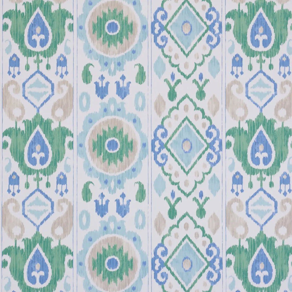 Elizia Ikat - Green &amp; Blue Wallpapers