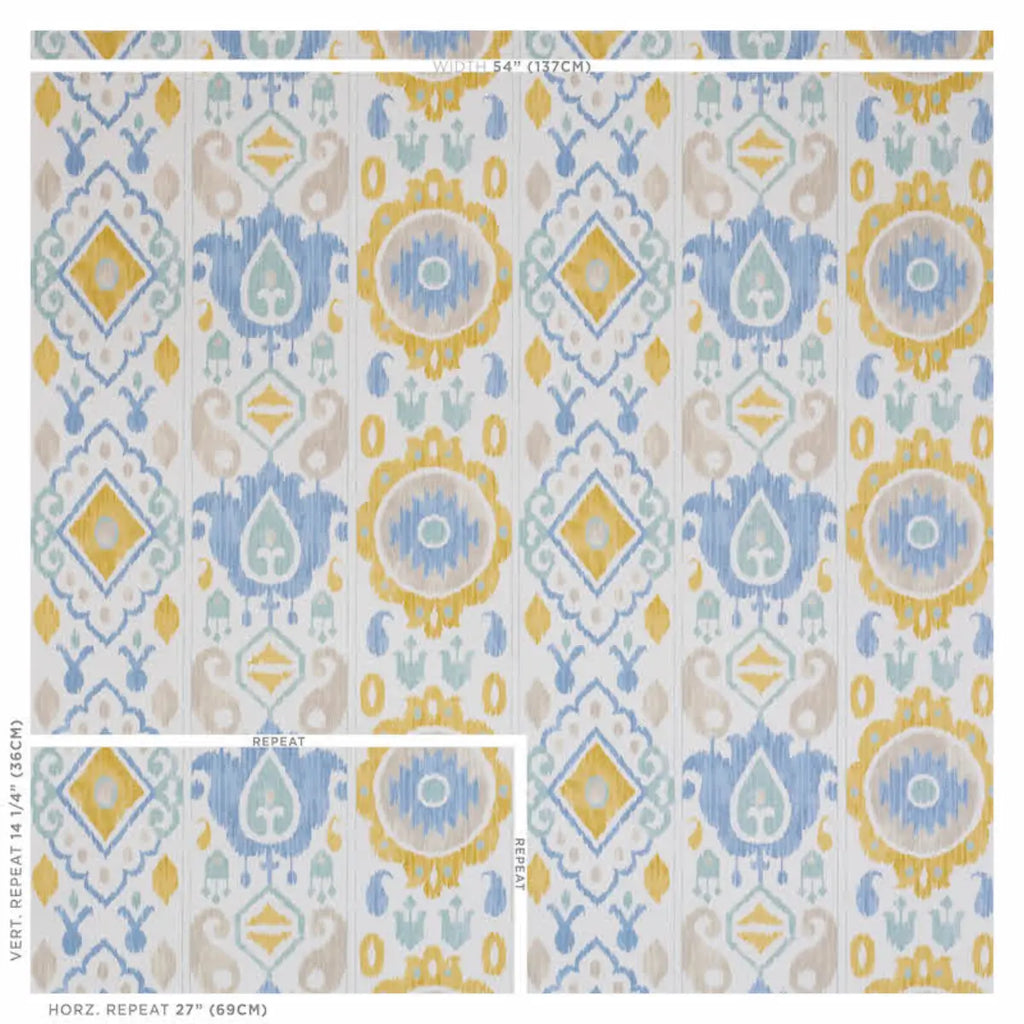 Elizia Ikat - Sky &amp; Ochre Wallpapers
