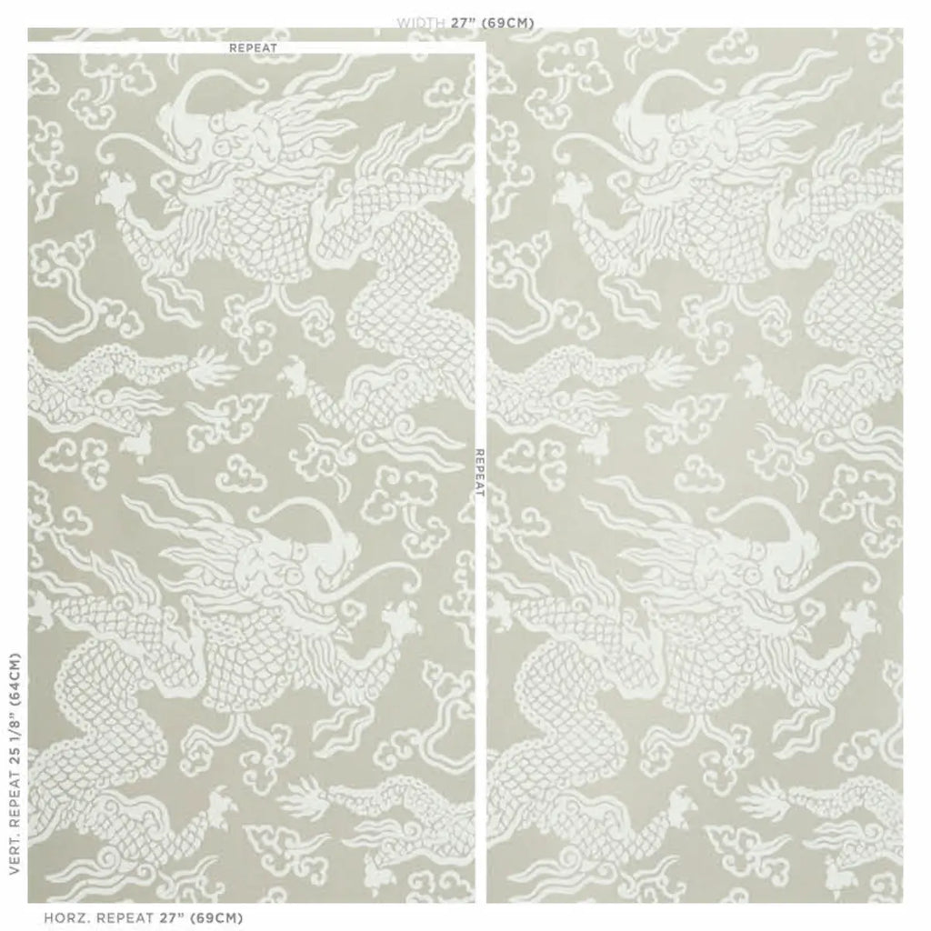 Ruan Dragon Damask - Warm Silver Wallpapers