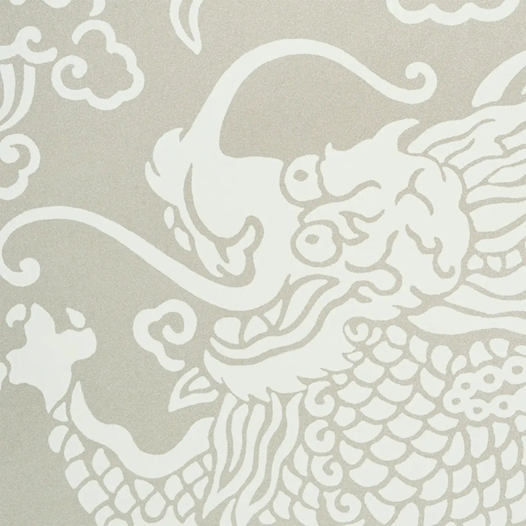 Ruan Dragon Damask - Warm Silver Wallpapers