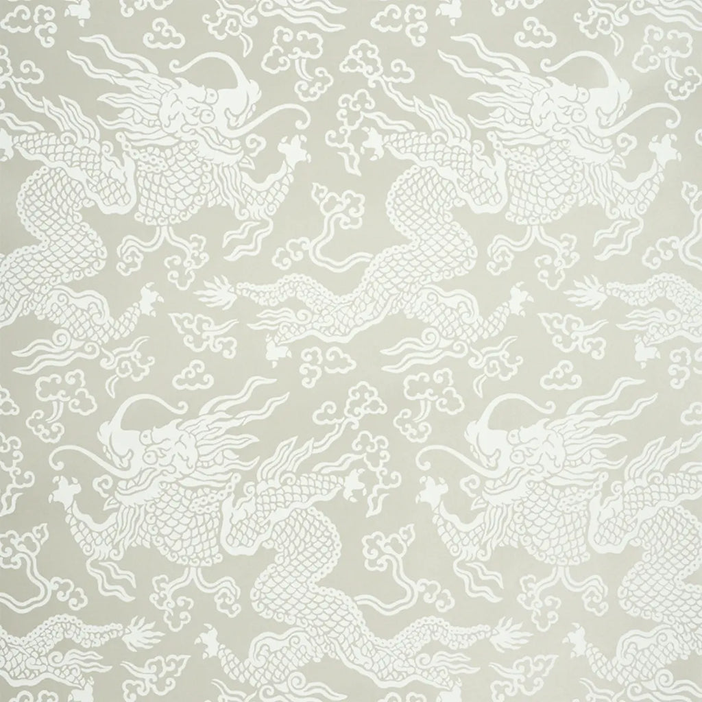 Ruan Dragon Damask - Warm Silver Wallpapers