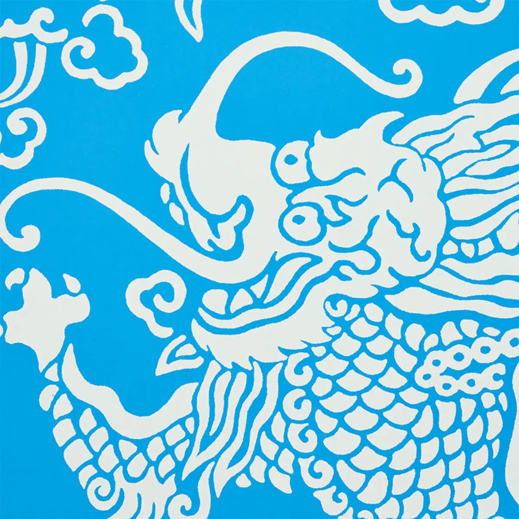 Ruan Dragon Damask - Blue Wallpapers