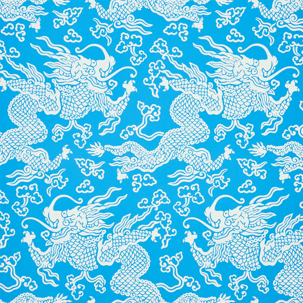 Ruan Dragon Damask - Blue Wallpapers