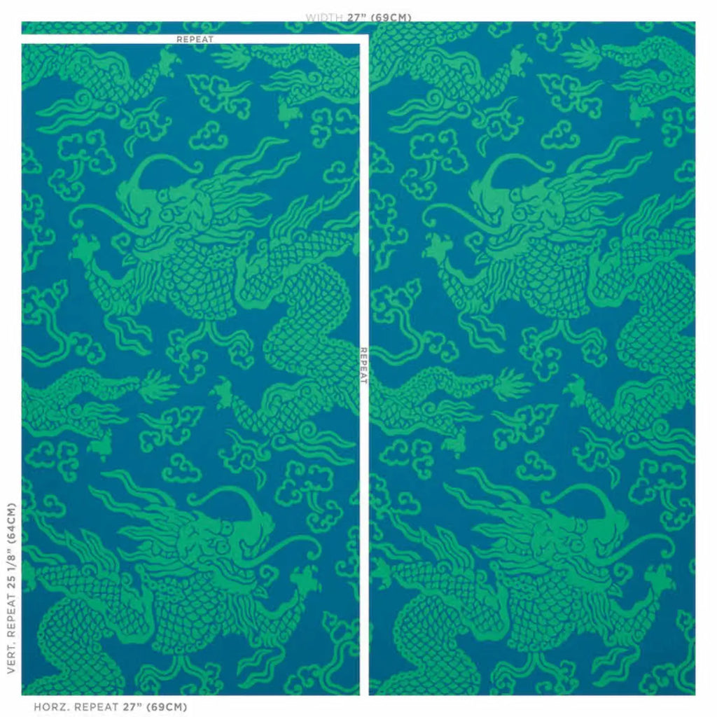 Ruan Dragon Damask - Peacock Wallpapers