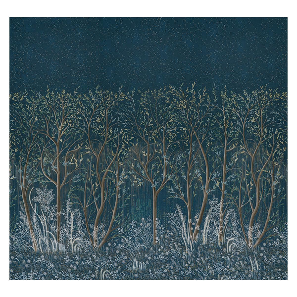 Brindille Golden Accented Panel Set, Peacock Wallcoverings | Schumacher