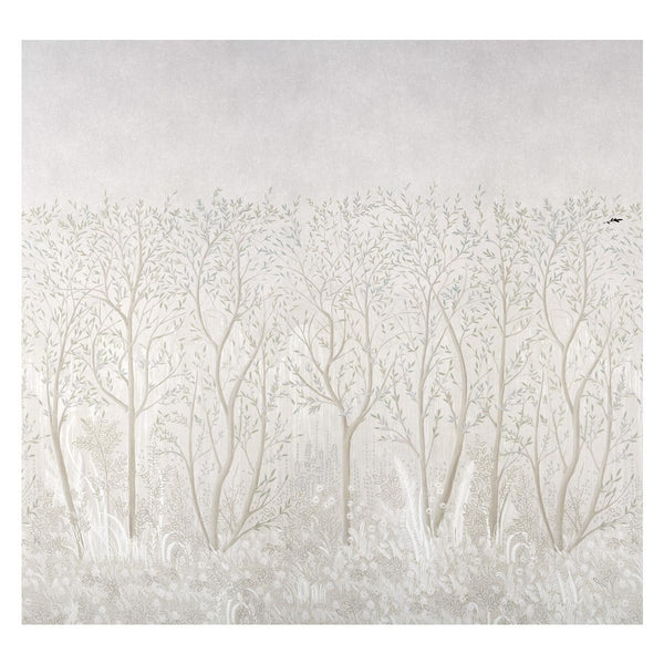 Brindille Golden Accented Panel Set, Alabaster Wallcoverings | Schumacher