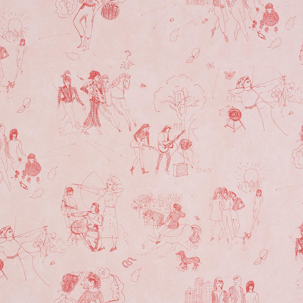 Toile de Femmes, Blush Wallcoverings | Schumacher