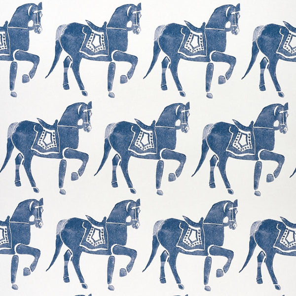 Marwari Horse, Navy Wallcoverings | Schumacher